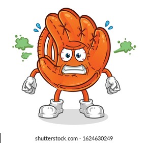 baseball glove very angry cartoon. cartoon mascot vector