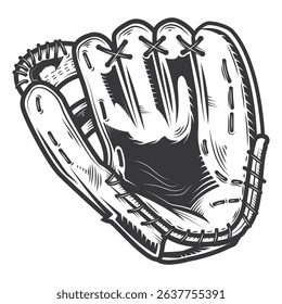 Baseball Glove vintage classic retro silhouette icon vector illustration design on white background