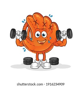 baseball glove weight training illustration. character vector