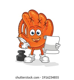 baseball glove writer vector. cartoon character