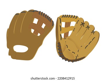 guantes de béisbol con vista frontal y posterior