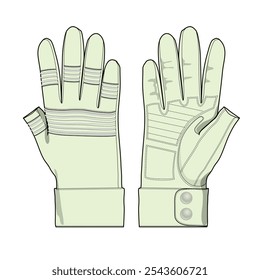 Baseball gloves, performance gloves vector template technical illustration.