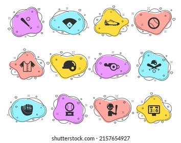 baseball glyph vector icons on color bubble shapes isolated on white background. baseball icon set for web design, mobile apps and ui design