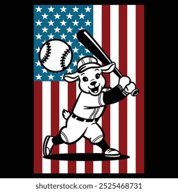 Baseball Goat American Flag Patriotic Camiseta