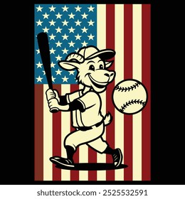 Baseball Goat USA Flag Camiseta de regalo patriótico