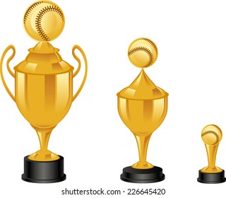 Baseball golden trophy illustrations