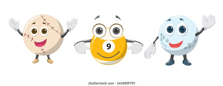 baseball golf billiard ball characters