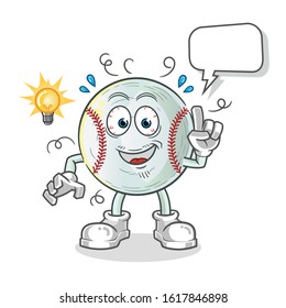 baseball got an idea with lamp and bubble cartoon. cartoon mascot vector