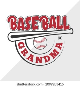 Baseball Grandma Printable Vector Illustration svg