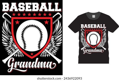 Baseball grandma,, baseball t shirt design template. Creative, typography, vector, Illustration, baseball game, sports, t shirt design template, ready  for print poster, banner, mug, shirt.  