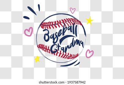 Baseball Grandma t-shirt graphic designs, Creative print stamps, baseball typography emblems, sports logos, Vector