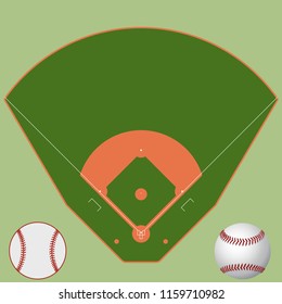 Baseball green field. Sport background. Baseball Stadium diamond Playgroung template with white lines. vector markup