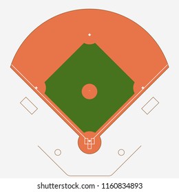 Baseball green field. Sport background. Baseball Stadium diamond Playgroung template with white lines. vector markup