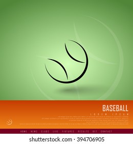 Baseball Green Orange Freehand Sketch Sparse Graphic Design Vector Illustration EPS10
