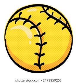 Baseball halftone icon hand drawn color vector illustration