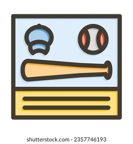 Baseball Hall Of Fame Vector Thick Line Filled Colors Icon For Personal And Commercial Use.
