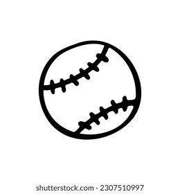 Baseball. Hand drawn black doodle isolated on white background. Vector Illustration. EPS10