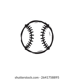 Baseball. Hand drawn black doodle isolated on white background. Vector Illustration. EPS10