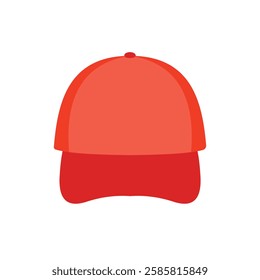 baseball hat cap front view red flat vector design illustration