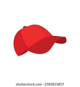 baseball hat cap side view red flat vector design illustration