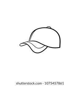 Baseball Hat Hand Drawn Outline Doodle Icon. Cap Vector Sketch Illustration For Print, Web, Mobile And Infographics Isolated On White Background.