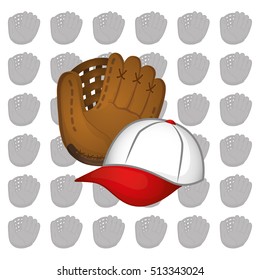 baseball hat leather glove icon vector illustration graphic design