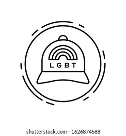 Baseball hat, lgbt icon. Simple line, outline vector sexual minoritie icons in circle for ui and ux, website or mobile application