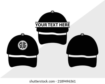 Baseball Hat Monogram SVG Printable Vector Illustration