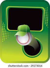 baseball with hat on halftone background