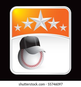 baseball with hat orange star background