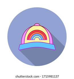 Baseball hat, rainbow, pride long shadow icon. Simple color vector of World pride day icons for ui and ux, website or mobile application