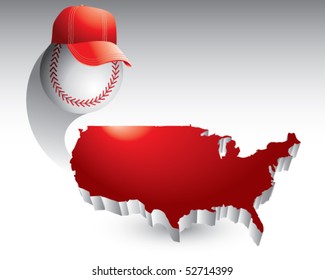 baseball with hat red united states icon