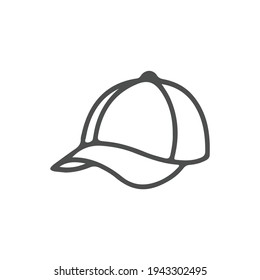 Baseball hat sketch icon for web, mobile and infographics. Hand drawn baseball hat icon. Baseball hat vector icon. Baseball hat icon isolated on white background.