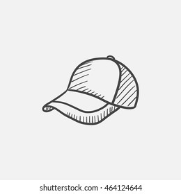 Icono de boceto de sombrero de béisbol para web, móviles e infografías. Icono aislado del vector dibujado a mano.