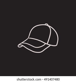 Baseball hat sketch icon for web, mobile and infographics. Hand drawn baseball hat icon. Baseball hat vector icon. Baseball hat icon isolated on white background.