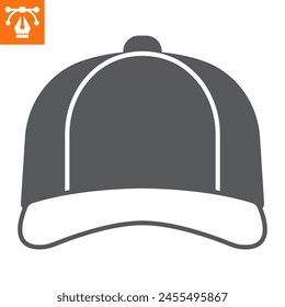 Baseball hat solid icon, glyph style icon for web site or mobile app, clothes and headwear, baseball cap vector icon, simple vector illustration, vector graphics with editable strokes.