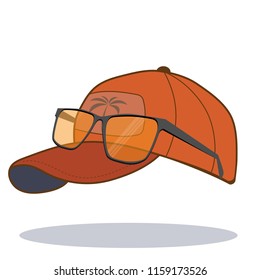 baseball hat and sun glasses