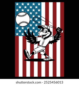 Baseball Hawk American Flag Patriotic Camiseta