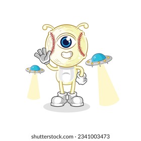 the baseball head alien cartoon mascot vector