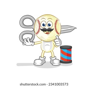 the baseball head barber cartoon. cartoon mascot vector