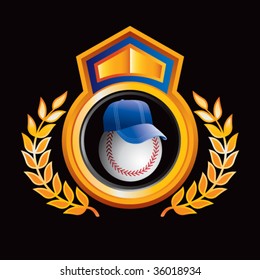 baseball head with cap on royal crest