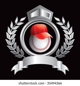 baseball head with cap on silver royal crest