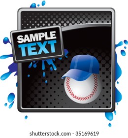 baseball head with cap on splat banner