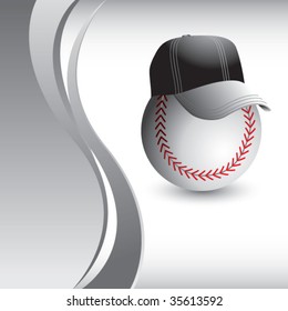 baseball head with cap on vertical silver wave background