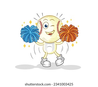 the baseball head cheerleader cartoon. cartoon mascot vector