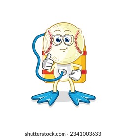 the baseball head diver cartoon. cartoon mascot vector