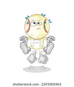 the baseball head fart jumping illustration. character vector