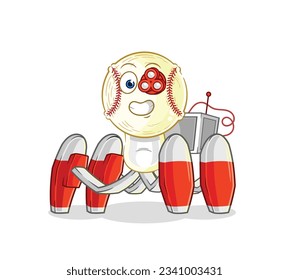 the baseball head future robot vector. cartoon character