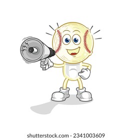 the baseball head holding hand loudspeakers vector. cartoon character