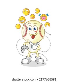 the baseball head laugh and mock character. cartoon mascot vector